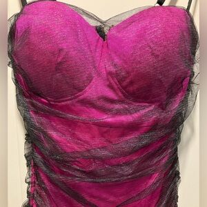 80s Style Pink and Black Tight Dress